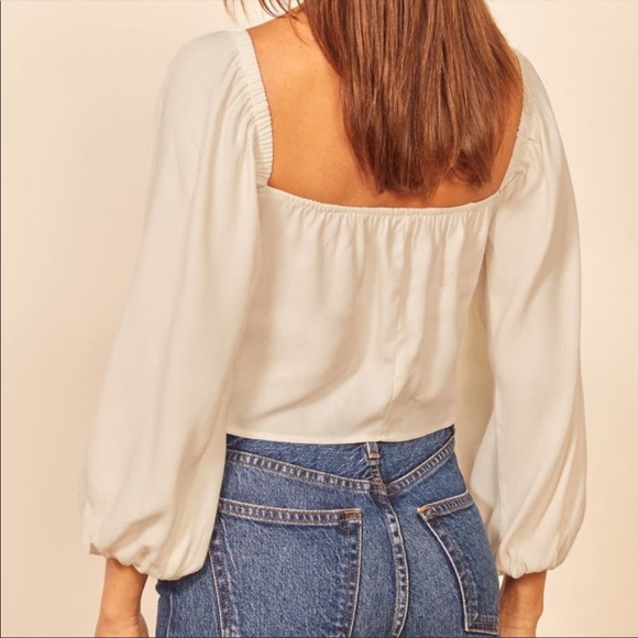 NWT Reformation Desmond Top in Ivory Size 10 - Picture 4 of 16